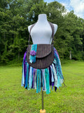 Load image into Gallery viewer, Embellished Purple and Teal Lace Fringe Purse - Boho Handbag, Hippie Style with a Chic Twist
