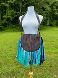 Load image into Gallery viewer, Embellished Purple and Teal Lace Fringe Purse - Boho Handbag, Hippie Style with a Chic Twist