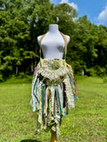 Load image into Gallery viewer, Embellished Earthy Green Lace Fringe Purse - Boho Handbag, Hippie Style with a Chic Twist