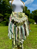 Load image into Gallery viewer, Embellished Earthy Green Lace Fringe Purse - Boho Handbag, Hippie Style with a Chic Twist