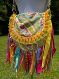 Load image into Gallery viewer, Embellished Lace Fringe Purse - Boho Handbag, Hippie Style with summer Island Vibes.