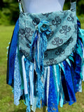 Load image into Gallery viewer, Embellished Blue Lace Fringe Purse - Boho Handbag, Hippie Style with a Chic Twist