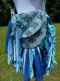 Load image into Gallery viewer, Embellished Blue Lace Fringe Purse - Boho Handbag, Hippie Style with a Chic Twist