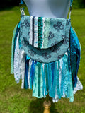 Load image into Gallery viewer, Trendy Teal and Blue Fringe Bag - Perfect for Festivals, Hippie Inspired, Boho Chic Handbag