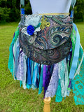 Load image into Gallery viewer, Embellished Purple Lace Fringe Purse - Boho Handbag, Hippie Style with a Chic Twist