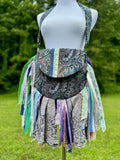 Load image into Gallery viewer, Embrace the Boho Vibe: Paisley Purple Lace Fringe Purse, Hippie Handbag with Chic Embellishments!