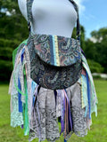 Load image into Gallery viewer, Embrace the Boho Vibe: Paisley Purple Lace Fringe Purse, Hippie Handbag with Chic Embellishments!