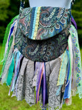 Load image into Gallery viewer, Embrace the Boho Vibe: Paisley Purple Lace Fringe Purse, Hippie Handbag with Chic Embellishments!