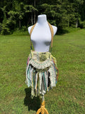 Load image into Gallery viewer, Embellished Earthy Green Lace Fringe Purse - Boho Handbag, Hippie Style with a Chic Twist