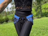 Load image into Gallery viewer, ABNOBA, Water-inspired Patchwork Skirt: Leather &amp; Steampunk Fusion for Belly dance or Burning Man