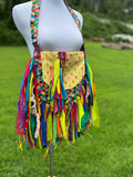Load image into Gallery viewer, Bright Rainbow Lace Fringe Purse with Embellishments - A Boho-Chic Handbag in Hippie Style with a Modern Twist