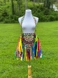Load image into Gallery viewer, Handcrafted rainbow fringe bag - Ideal for festivals, hippie-inspired, and boho-chic accessory.