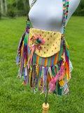 Load image into Gallery viewer, Rainbow Lace Fringe Purse with Embellishments - A Boho-Chic Handbag, Perfect for a Hippie Style with a Modern Twist