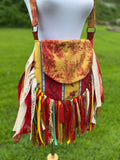 Load image into Gallery viewer, Artisan-made fringe bag – ideal for festivals, hippie-inspired, and perfect for a boho-chic look!