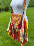 Load image into Gallery viewer, Artisan-made fringe bag – ideal for festivals, hippie-inspired, and perfect for a boho-chic look!