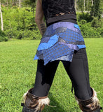 Load image into Gallery viewer, ABNOBA, Water-inspired Patchwork Skirt: Leather &amp; Steampunk Fusion for Belly dance or Burning Man