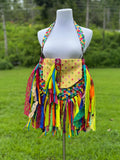 Load image into Gallery viewer, Bright Rainbow Lace Fringe Purse with Embellishments - A Boho-Chic Handbag in Hippie Style with a Modern Twist