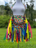Load image into Gallery viewer, Handcrafted rainbow fringe bag - Ideal for festivals, hippie-inspired, and boho-chic accessory.