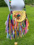 Load image into Gallery viewer, Rainbow Lace Fringe Purse with Embellishments - A Boho-Chic Handbag, Perfect for a Hippie Style with a Modern Twist