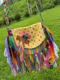 Load image into Gallery viewer, Rainbow Lace Fringe Purse with Embellishments - A Boho-Chic Handbag, Perfect for a Hippie Style with a Modern Twist