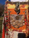 Load image into Gallery viewer, Golden Goddess Bag, Handmade Boho Bag with Vintage Vibes