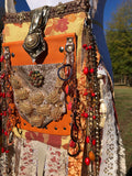 Load image into Gallery viewer, Golden Goddess Bag, Handmade Boho Bag with Vintage Vibes