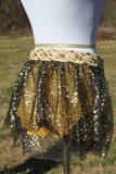 Load image into Gallery viewer, HITTITE, Gold Star layered Bustle Skirt, Festival Belt, Burlesque Skirt, Rave Costume, Pin Up skirt