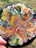 Load image into Gallery viewer, Colorful Rainbow Resin Petri art, Rainbows and glitter alcohol ink art, Housewarming gift, gypsy style home decor