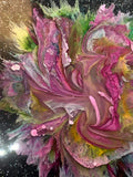 Load image into Gallery viewer, Colorful Rainbow Resin Petri art, Rainbows and glitter alcohol ink art, Housewarming gift, gypsy style home decor