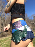 Load image into Gallery viewer, PIXIE FOREST, Upcycled Leather Utility Belt, Burning Man Skirt, Steampunk costume belt, Rave Costume, Water Costume