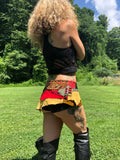 Load image into Gallery viewer, KAYA, Leather Festival Belt, Rasta Color Utility Belt, Red Gold Green Skirt, Tribal Dance Belt, Rave skirt