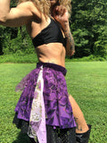 Load image into Gallery viewer, Purple layered Bustle Skirt, Vintage vibe Festival Belt, Burlesque Skirt, Rave Costume, Pin Up skirt