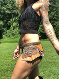 Load image into Gallery viewer, CLEARANCE, KITTY KITTY, Leather Festival Belt, Leather Utility Belt, Earthy Goddess Rave Skirt, Belly dance belt