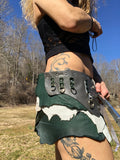Load image into Gallery viewer, CLEARANCE, EMERALD EYES,  Plus size, Green Leather Utility Belt, Steampunk costume, Rave Costume, Mad Max skirt