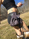Load image into Gallery viewer, Purple Leather Belt Bag, Tarot card Bag, Small Fanny Pack, Change purse, Drawstring Bag