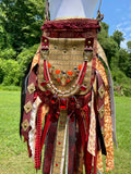 Load image into Gallery viewer, Red and Gold Mini Goddess Bag, Ultimate Boho Festival Fringe Bag