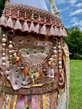 Load image into Gallery viewer, Boho Chic Pink Crossbody Bag with Fringe for the Earthy Goddess