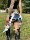 Load image into Gallery viewer, CLEARANCE, BLUE BUTTERFLY, Sexy Leather Festival Belt, Burning Man Skirt, Rave Costume, Fairy Garden Outfit