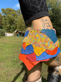 Load image into Gallery viewer, CLEARANCE, CARNIVALE, Colorful Leather Festival Belt, Burning Man Skirt, Circus Ringmaster Costume