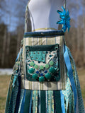 Load image into Gallery viewer, Water Goddess Fringe Purse, Blue and Green Festival Hippie Handbag with Sparkling Embellishments and Boho Vibes.
