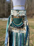 Load image into Gallery viewer, Funky Green Fringe Purse, Ultimate Festival Fringe Bag with Hippie Boho Chic Embellishments.