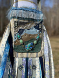 Load image into Gallery viewer, Mermaid Green Fringe Purse, Ultimate Goddess Hippie Handbag with Boho chic Embellishments.