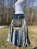 Load image into Gallery viewer, Funky Teal Green Fringe Purse, Boho Chic Embellished Bag with Vintage Vibes.