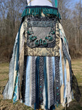 Load image into Gallery viewer, Funky Teal Green Fringe Purse, Boho Chic Embellished Bag with Vintage Vibes.
