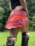Load image into Gallery viewer, SUMMER VIBES, Leather Patchwork Skirt, Burning Man Skirt, Tribal Dance Belt, Rave Costume, Hippie Festival Skirt