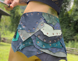 Load image into Gallery viewer, AZURITE, Steampunk meets Viking: Blue Leather Patchwork Skirt with Utility Belt - Perfect for Burning Man &amp; Costumes!