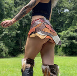 Load image into Gallery viewer, IN THE EARTH, Earthy Brown Leather Skirt, Leather Utility Belt, Burning Man Skirt, Steampunk costume, Rave Costume, Viking Belt