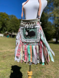 Load image into Gallery viewer, White Lace Fringe Purse with Cats, Pastel Boho Chic Embellished purse