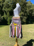 Load image into Gallery viewer, Purple and Bright Green Fringe Purse, Ultimate Festival Fringe Bag with Hippie Boho Chic Embellishments.