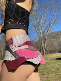 Load image into Gallery viewer, PINK POPPY, Pink Leather Patchwork Skirt, Fairy Costume, Burning Man Costume, Sexy Rave Costume, Viking Belt